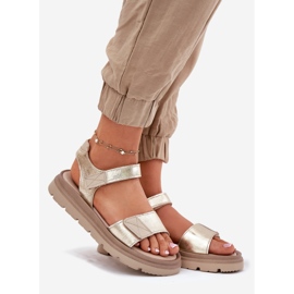 Women's leather sandals on the Zazoo 40443 gold platform golden 1