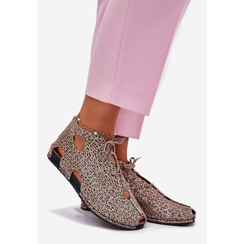 Patterned leather boots maciejka 03426-49 leopard print beige 1