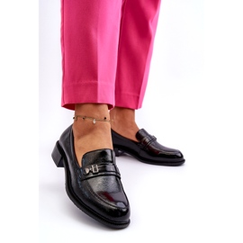Vinceza Women's varnished black loafers with an ornament 1 Vinceza Women's varnished black loafers with an ornament 1