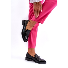 Vinceza Women's varnished black loafers with an ornament 3 Vinceza Women's varnished black loafers with an ornament 3