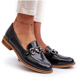 Laura Messi 2760 navy blue leather leather varnished loafers 4