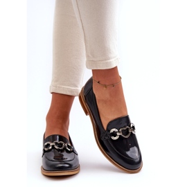 Laura Messi 2760 navy blue leather leather varnished loafers 2