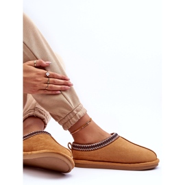 Women's suede slippers with fur beige-camel 3