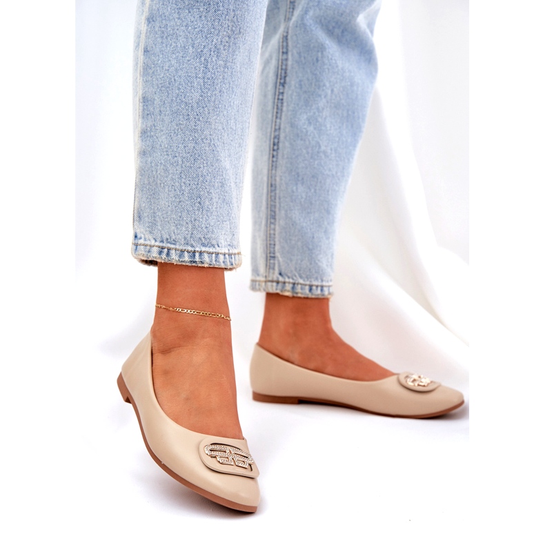 Seastar Women's ballerinas on a flat sole with an ornament for 58p beige 1 Seastar Women's ballerinas on a flat sole with an ornament for 58p beige 1