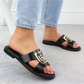 Black women's slippers with ornament black Filippo 1