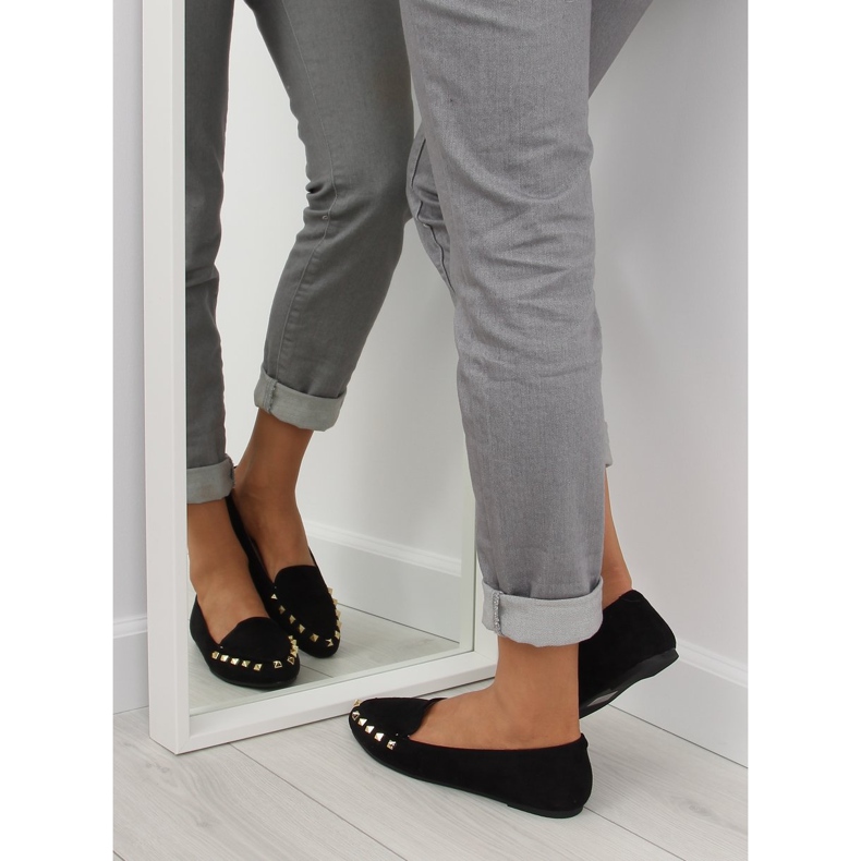 Black women's loafers with studs black 1388 Black 1