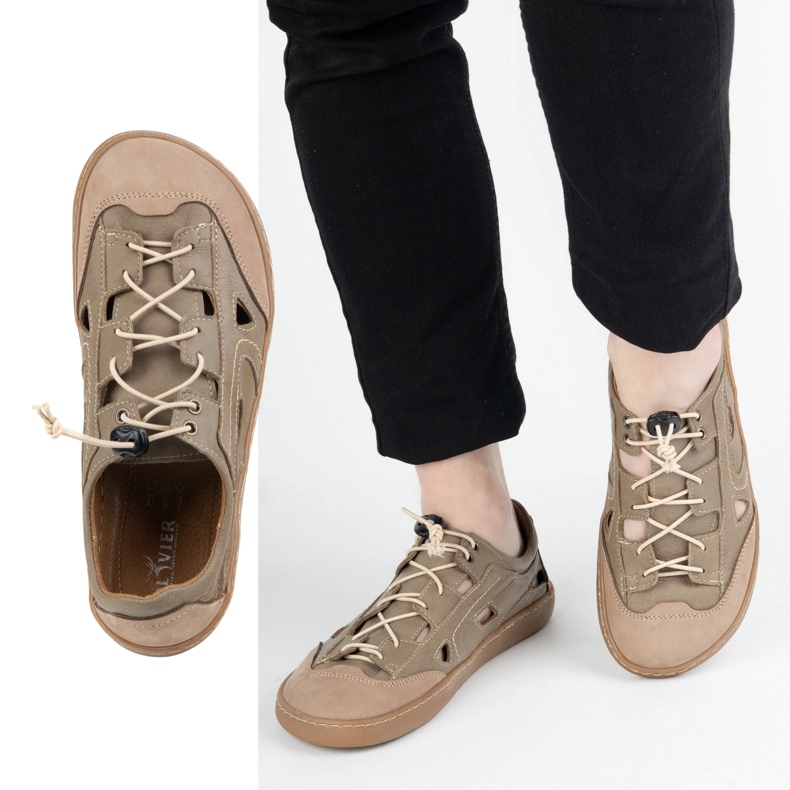 Men's Barefoot Leather Shoes Olivier 320kz with brown ventilation 2