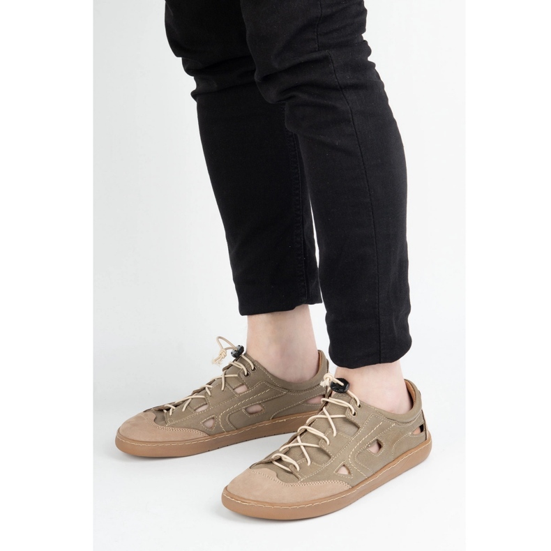 Men's Barefoot Leather Shoes Olivier 320kz with brown ventilation 1