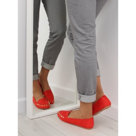 Women's loafers with studs red 1388 Red 1