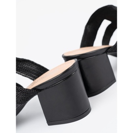Shelvt Black -high -heeled black flip flops 1