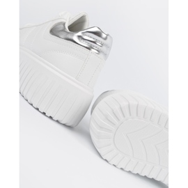 Shelvt White women's sneakers with silver inserts 1
