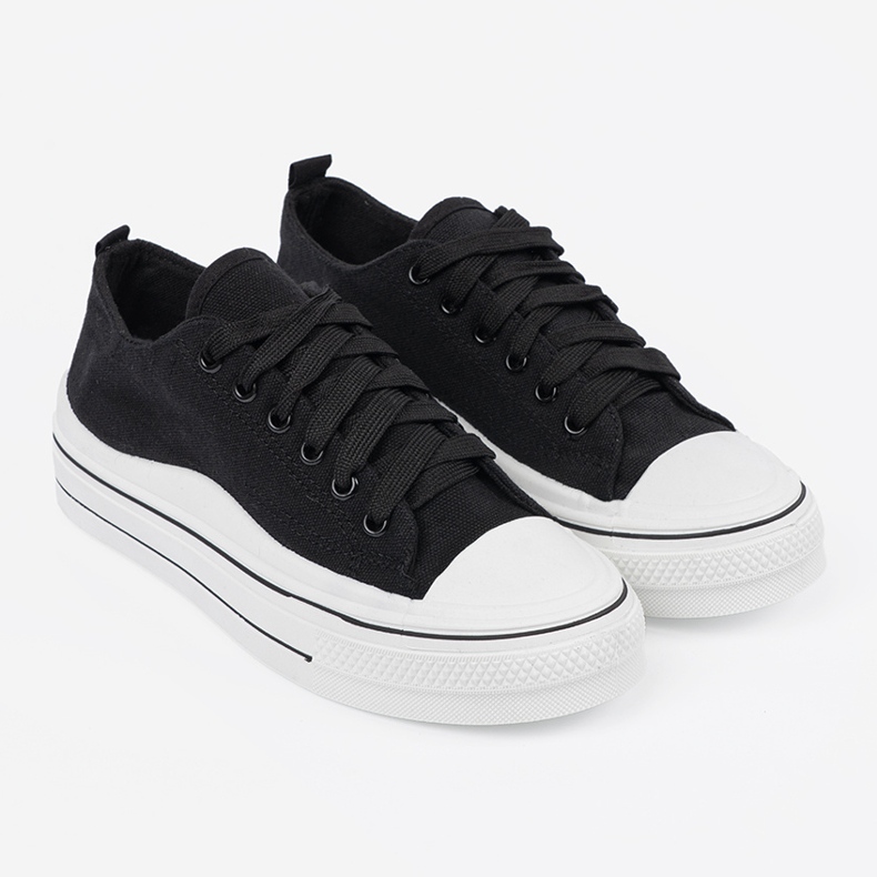 Shelvt Women's black sneakers with a white sole 1 Shelvt Women's black sneakers with a white sole 1