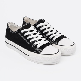 Shelvt Women's black sneakers 1