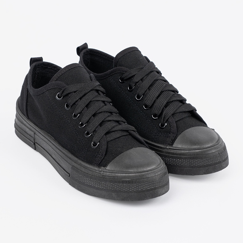 Shelvt Comfortable black sneakers with a short upper 1