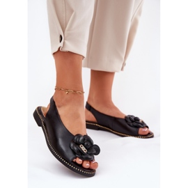Leather flat sandals with decoration Chebello 4642 Black 2 Leather flat sandals with decoration Chebello 4642 Black 2
