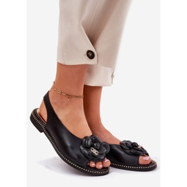 Leather flat sandals with decoration Chebello 4642 Black 1 Leather flat sandals with decoration Chebello 4642 Black 1