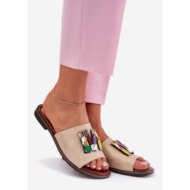 Jezzi Flat -heeled women's flip flops with golden ornament 1