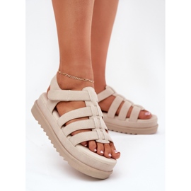 Inna Women's sandals on the platform eco suede beige 2