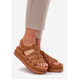 Inna Women's sandals on the Camel suede platform brown 1