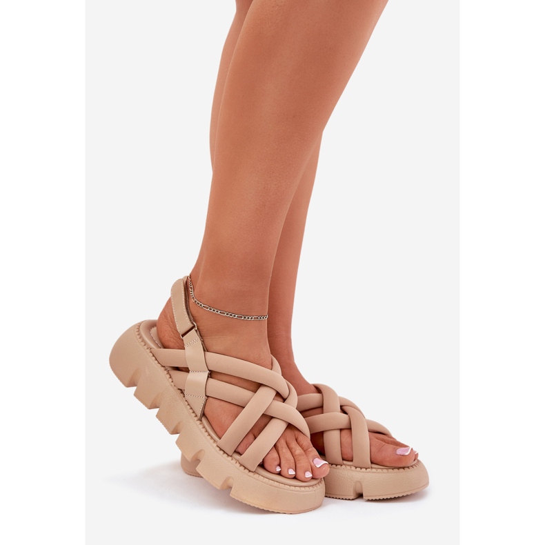 Inna Women's sandals on the platform with beige stripes 1