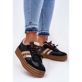Inna Women's sneakers on the platform with double lacing black leopard print 2
