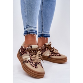 Inna Women's sneakers on the platform with double lacing beige leopard 2 Inna Women's sneakers on the platform with double lacing beige leopard 2