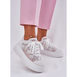 Inna Women's sneakers on the platform with a crochet upper white upper 2