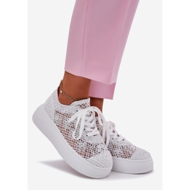 Inna Women's sneakers on the platform with a crochet upper white upper 1