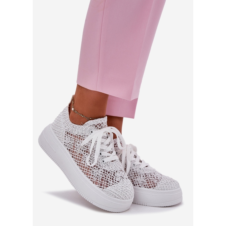 Inna Women's sneakers on the platform with a crochet upper white upper 1