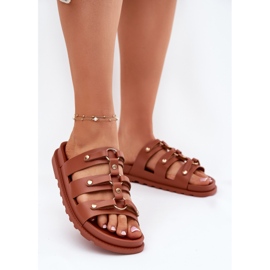 Inna Women's slippers with Camel stripes brown 2