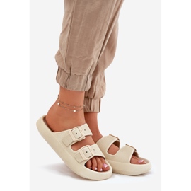 Inna Women's flip flops on the platform with beige buckles 1