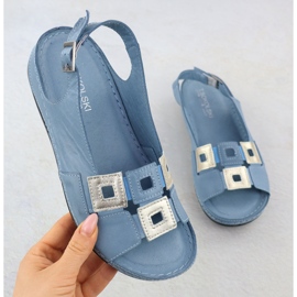 Leather women's comfortable sandals for blue wedges T.Sokolski L25-178 1 Leather women's comfortable sandals for blue wedges T.Sokolski L25-178 1