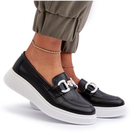 S.Barski Women's leather loafers on Platforma Czarne S. Barski LR720 with an ornament black 5 S.Barski Women's leather loafers on Platforma Czarne S. Barski LR720 with an ornament black 5