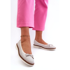 Women's Openwork Ballerina Shoes Made of Natural Leather Maciejka P6509-11 White 1
