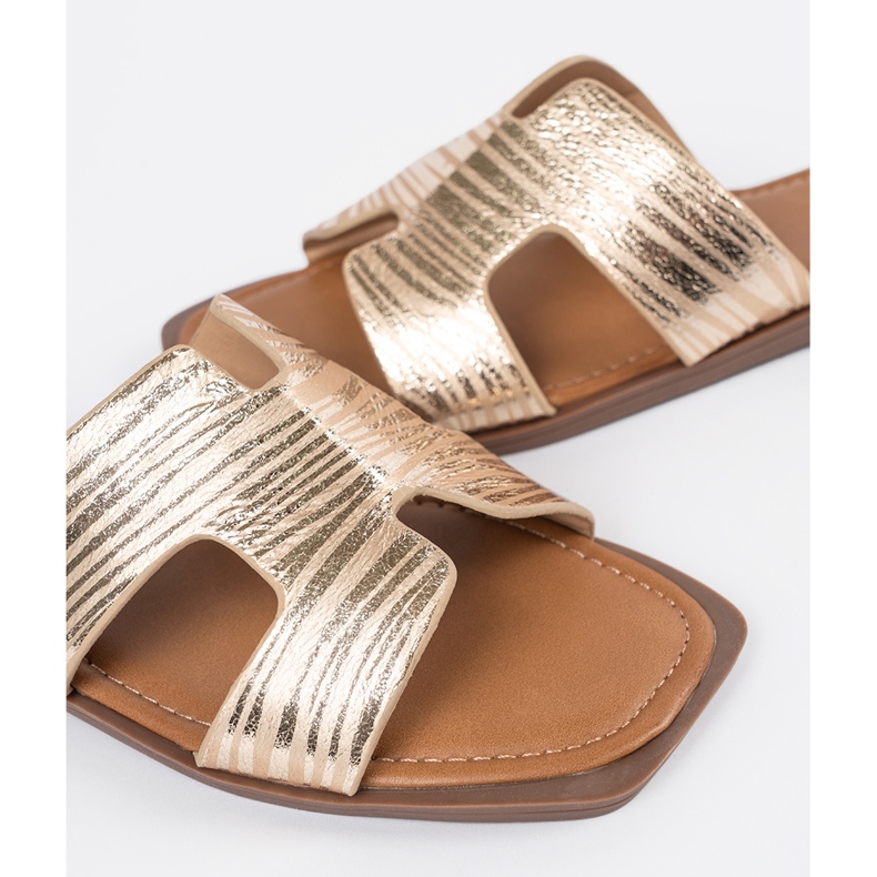 Sergio Leone Golden flip flops with a square toe 1