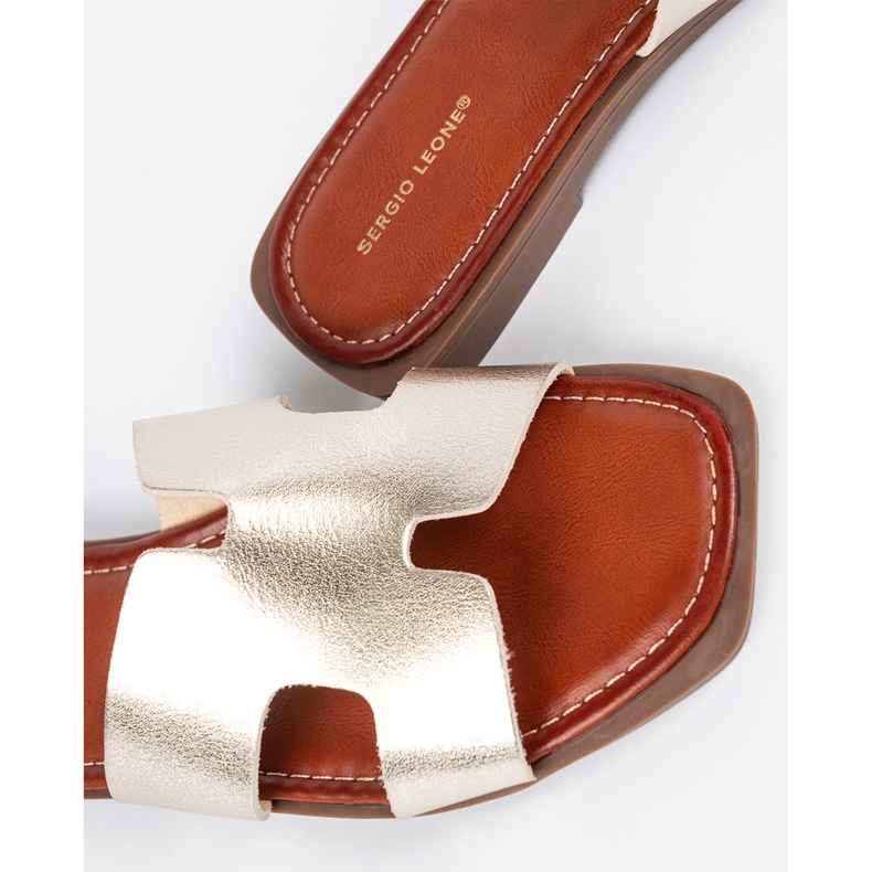 Sergio Leone Light -plated flip -flops with a square nose golden 1