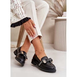 Women's Loafers With Bow S.Barski HY42-331 Black 4