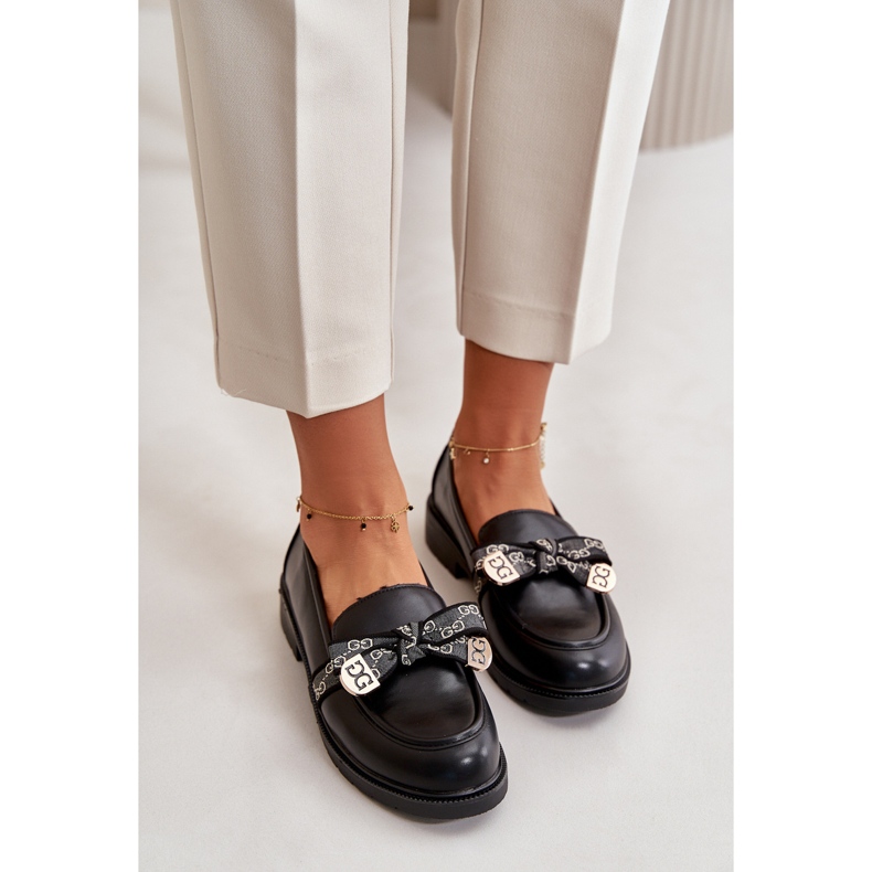 Women's Loafers With Bow S.Barski HY42-331 Black 3