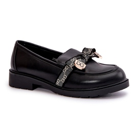 Women's Loafers With Bow S.Barski HY42-331 Black 2