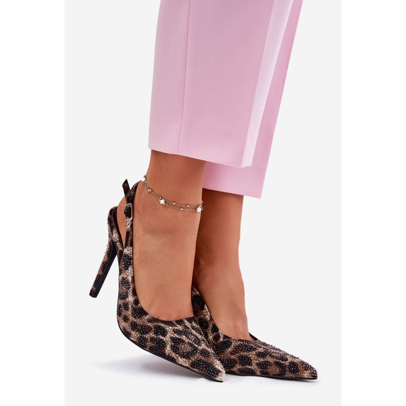 Inna Decorated sandals on a pin beige and black leopard print 1 Inna Decorated sandals on a pin beige and black leopard print 1