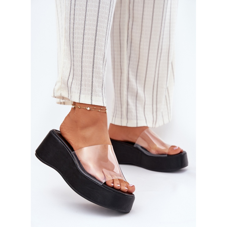Inna Women's slippers with a transparent black wedge belt 2