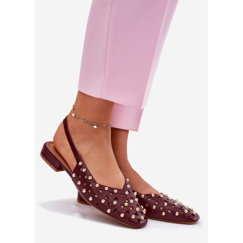 Inna Decorated flat burgundy ballerinas red 1 Inna Decorated flat burgundy ballerinas red 1