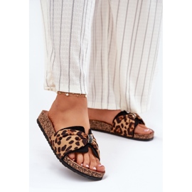 Inna Women's flip flops on the cork platform leopard brown 2