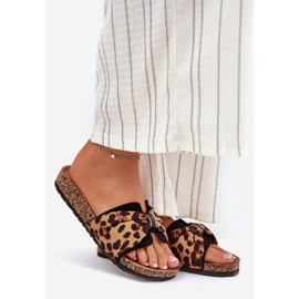 Inna Women's flip flops on the cork platform leopard brown 1