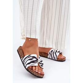Inna Women's flip flops on the cork platform zebra white 2