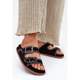 Inna Women's flip flops with buckles and decorative black shelling 2 Inna Women's flip flops with buckles and decorative black shelling 2