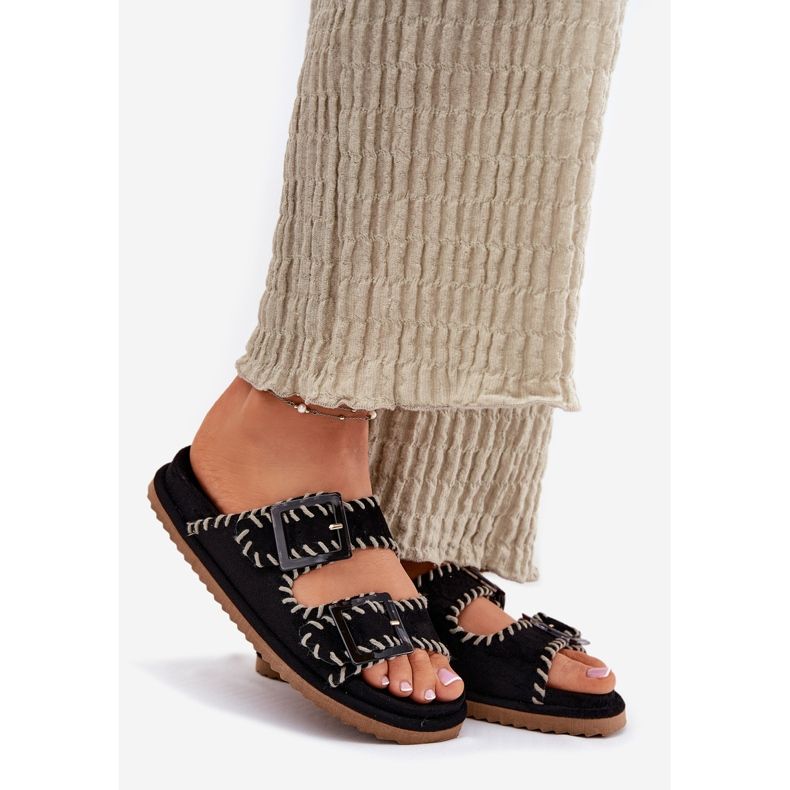 Inna Women's flip flops with buckles and decorative black shelling 1 Inna Women's flip flops with buckles and decorative black shelling 1