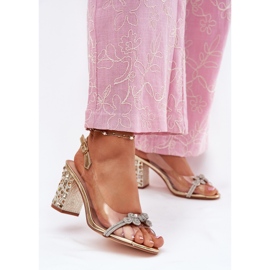 S.Barski Transparent sandals on the MR51-705 zloty post golden 2