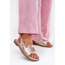 S.Barski Elegant women's flat sandals with an ornament of S. Barski KV51-082 gold golden 2