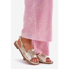 S.Barski Elegant women's flat sandals with an ornament of S. Barski KV51-082 gold golden 1